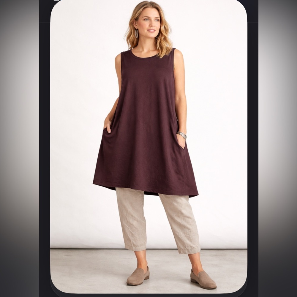 Oska Germany oversized lagenlook brown blouse shirt dress top casual $258 spring